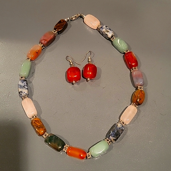 Accessories - Necklace and earrings Hand Made From Natural Stone set